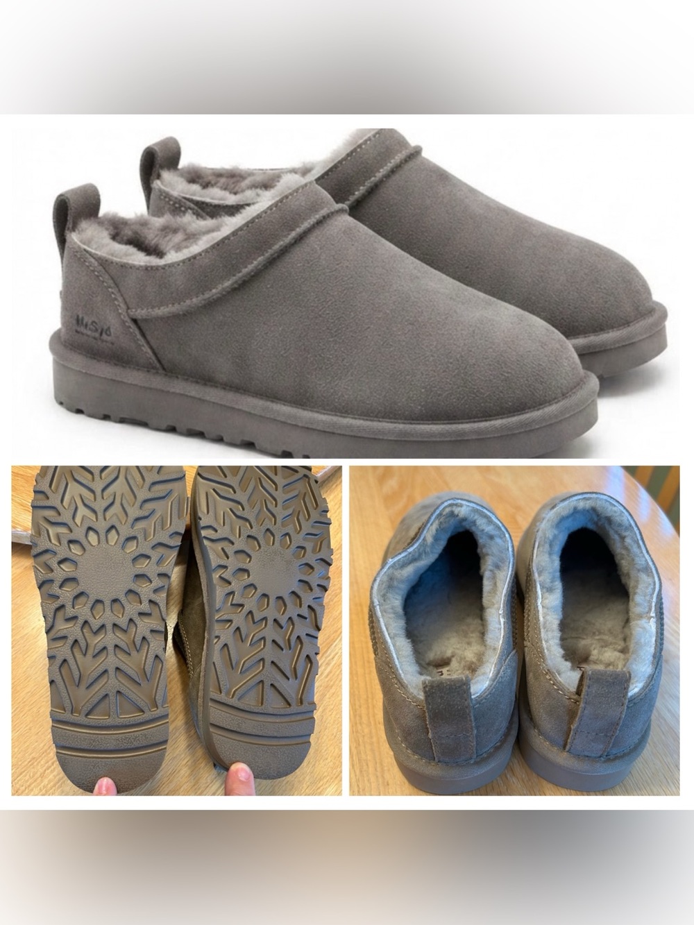 Mel Syd Australia Suede and Sheepskin Slip-On Clogs